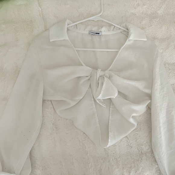 Fashion Nova Tops - White Tie Front Fashion Nova Top